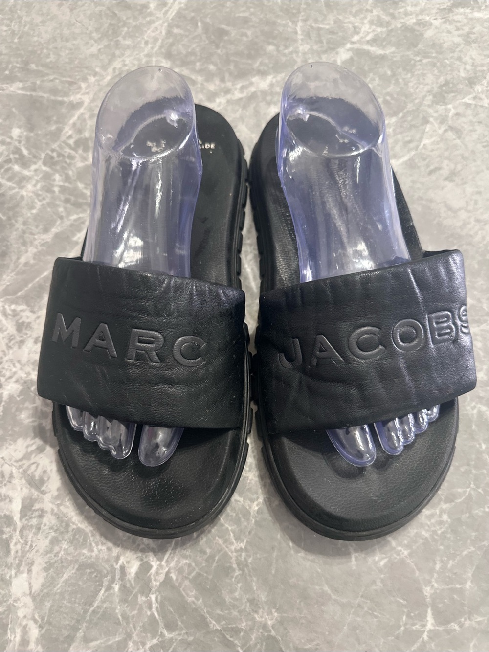 A390 - Marc Jacobs Black Slides Size 10 $250